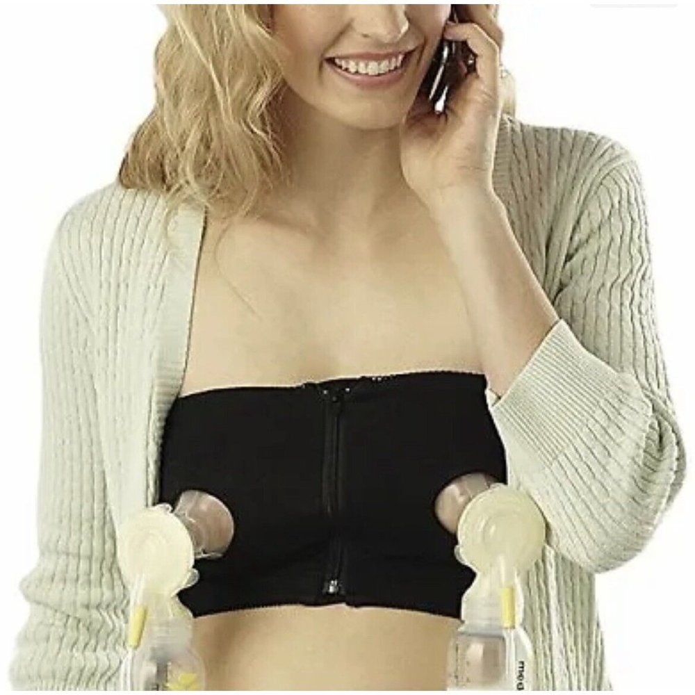 Medela Easy Expression Hands-Free Bustier Breast Pump Bra Black Medium Used